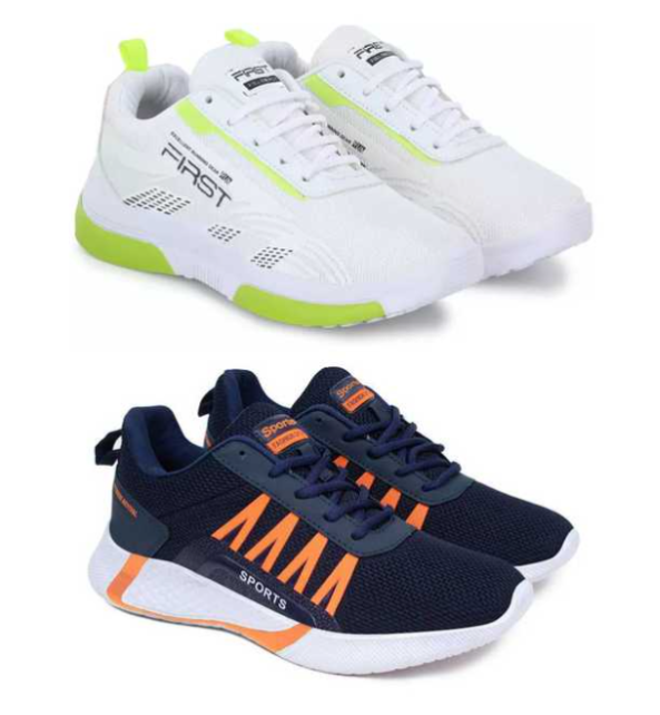 Sports Shoes for Men (White &amp; Blue, 6) (Pack of 2)