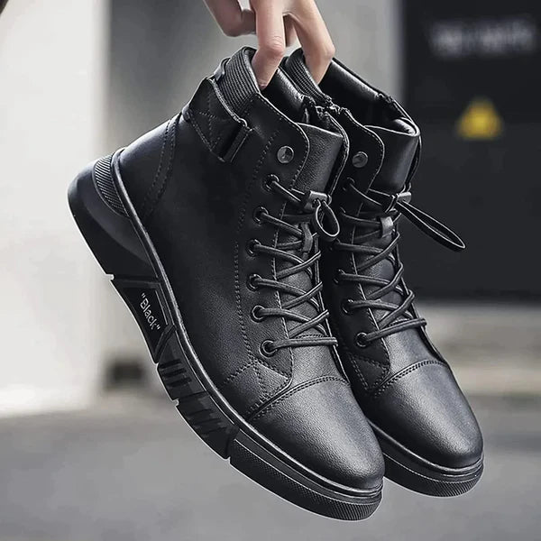 Urban Leather Black Boots For Men