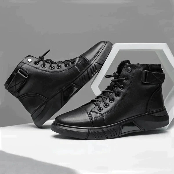 Urban Leather Black Boots For Men