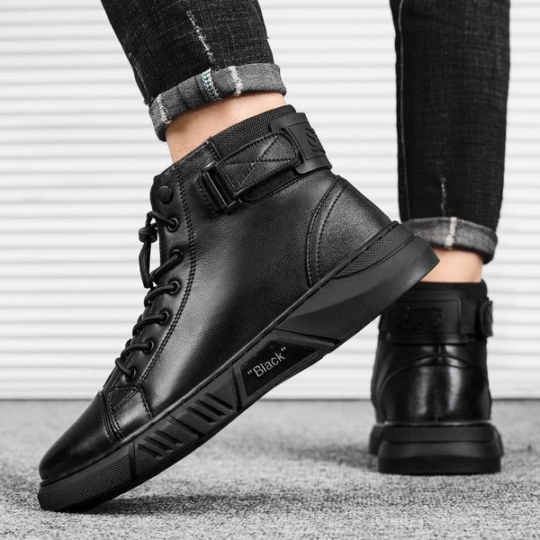 Urban Leather Black Boots For Men