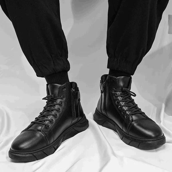 Urban Leather Black Boots For Men