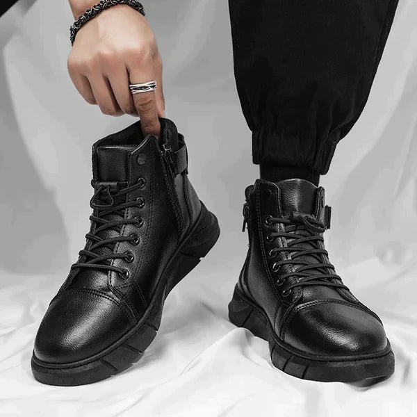 Urban Leather Black Boots For Men