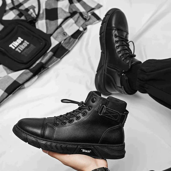 Urban Leather Black Boots For Men