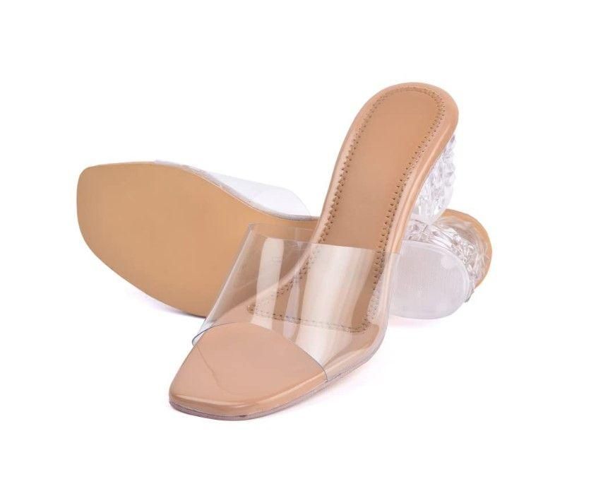 Women beige transparent heels