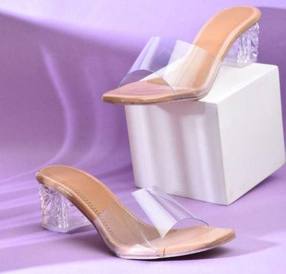 Women beige transparent heels